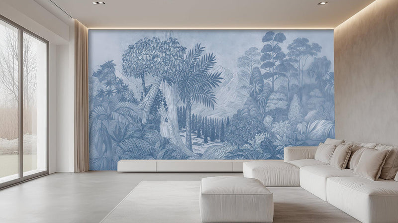 Contemporary Blue wallpaper for Living Room