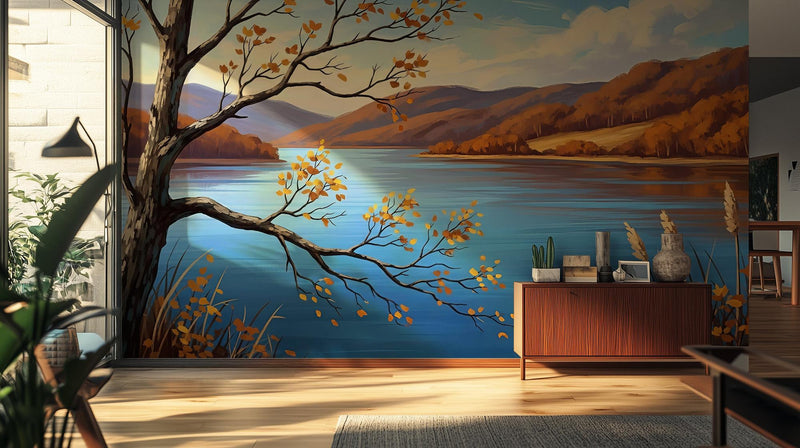 Contemporary Blue wallpaper for Living Room