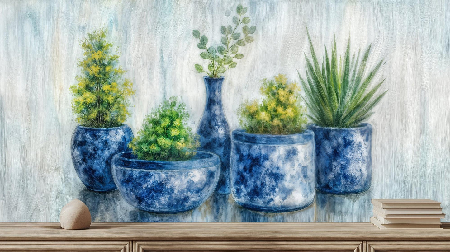 Contemporary Blue wallpaper for Living Room