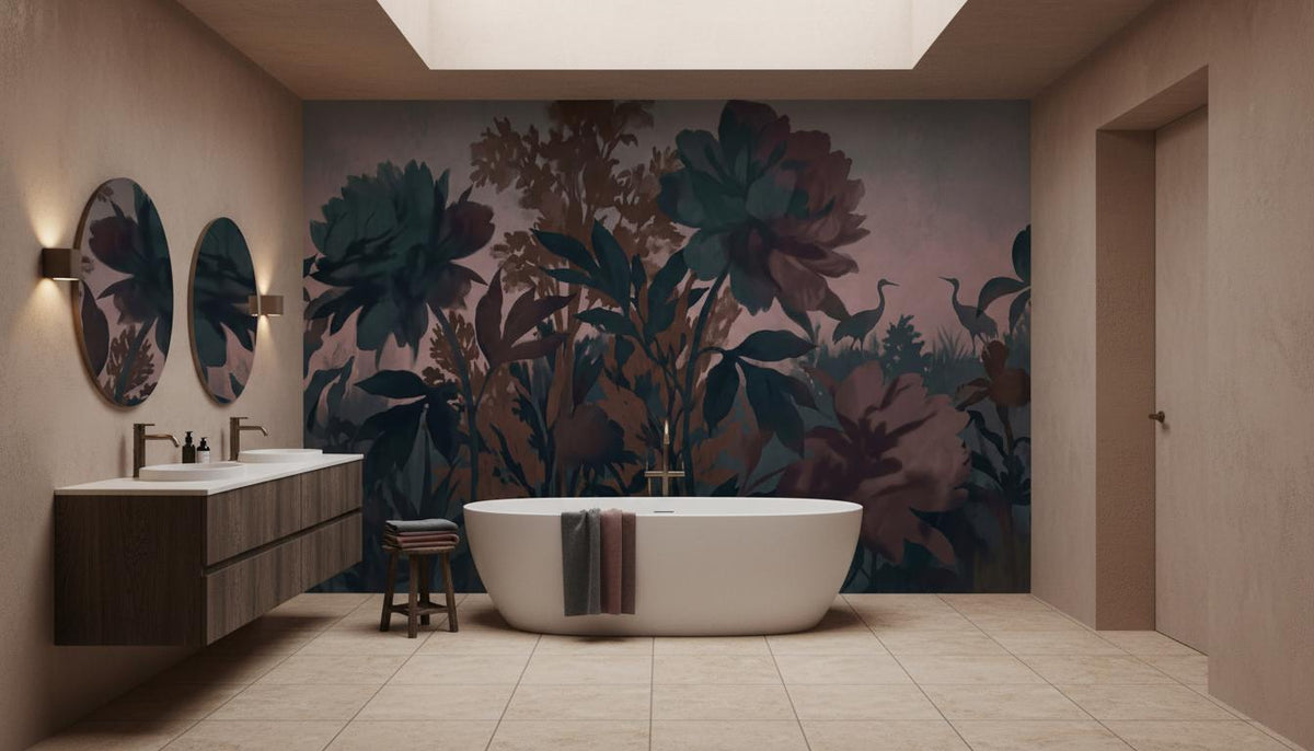 Mid-Century Modern Blue wallpaper for Bathroom