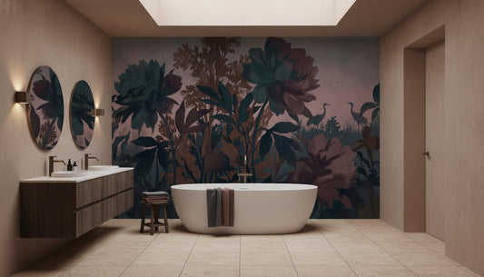 Mid-Century Modern Blue wallpaper for Bathroom