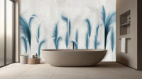 Serene Blue Palm Frond wallpaper mural for a fresh bathroom wall
