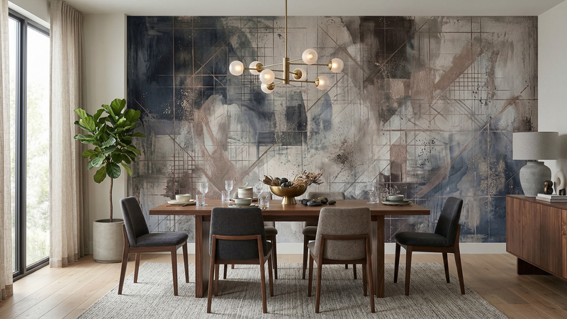 Modern Blue wallpaper for Dining Room