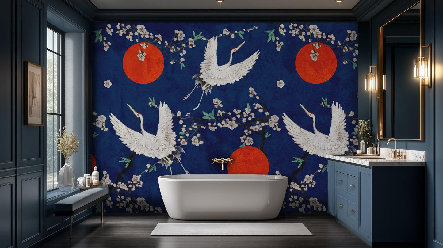 Traditional Blue wallpaper for Bathroom
