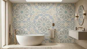 Traditional Blue wallpaper for Bathroom