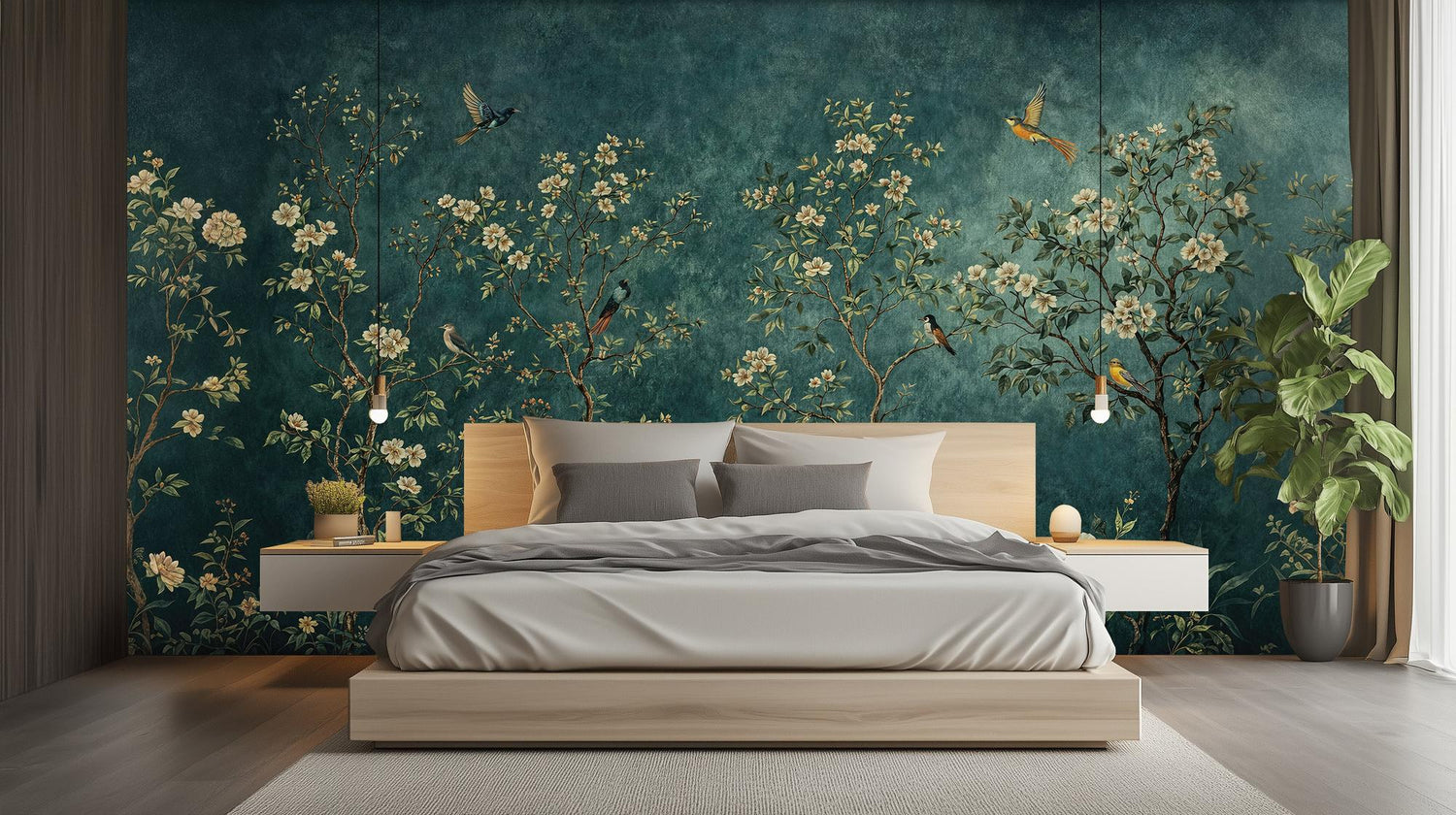 Traditional Blue wallpaper for Bedroom
