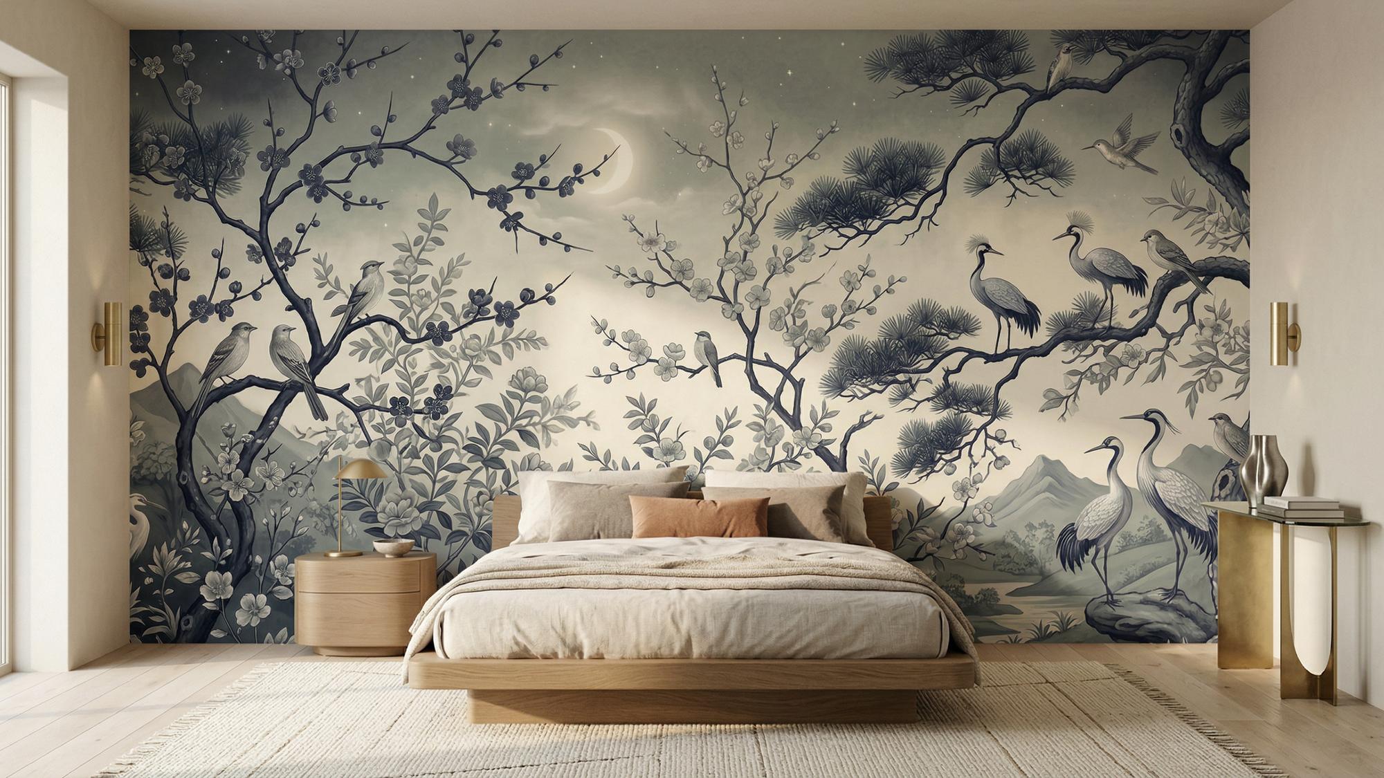 Traditional Blue wallpaper for Bedroom