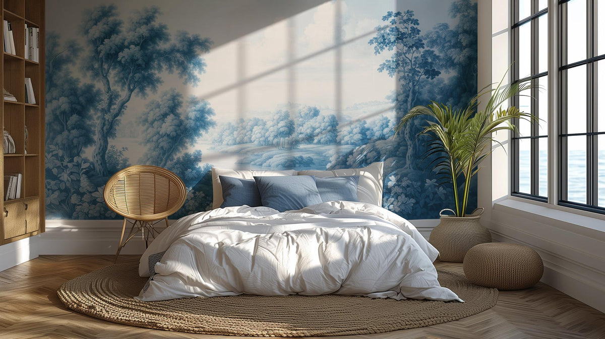 Traditional Blue wallpaper for Bedroom
