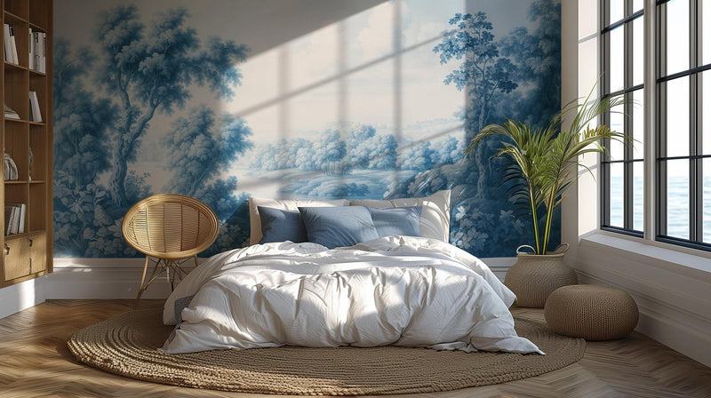 Traditional Blue wallpaper for Bedroom