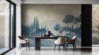 Traditional Blue wallpaper for Dining Room