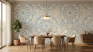 Traditional Blue wallpaper for Dining Room