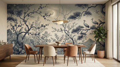 Traditional Blue wallpaper for Dining Room