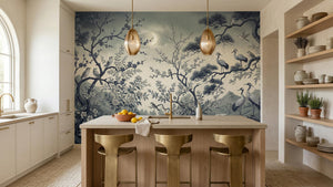 Traditional Blue wallpaper for Kitchen