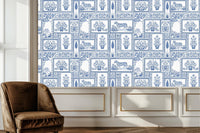 Traditional Blue wallpaper for Living Room
