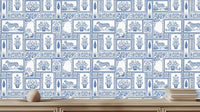 Traditional Blue wallpaper for Living Room