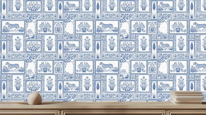 Traditional Blue wallpaper for Living Room