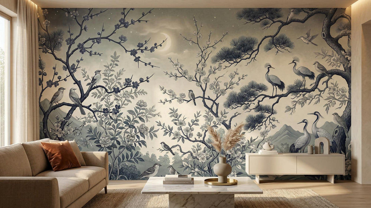Traditional Blue wallpaper for Living Room