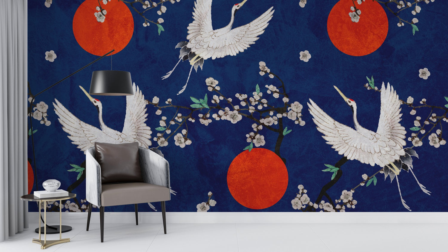 Traditional Blue wallpaper for Living Room