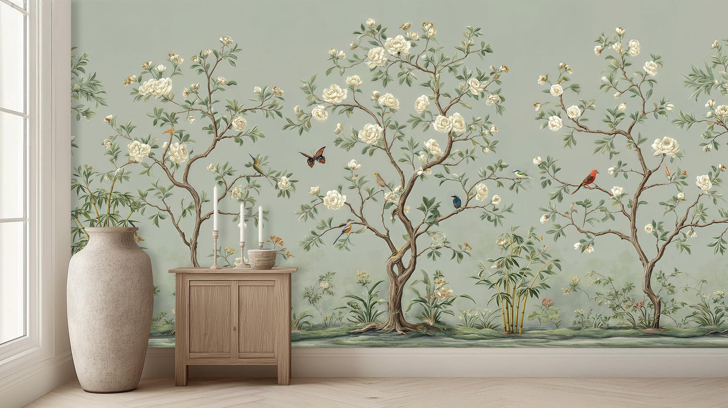Traditional Blue wallpaper for Living Room