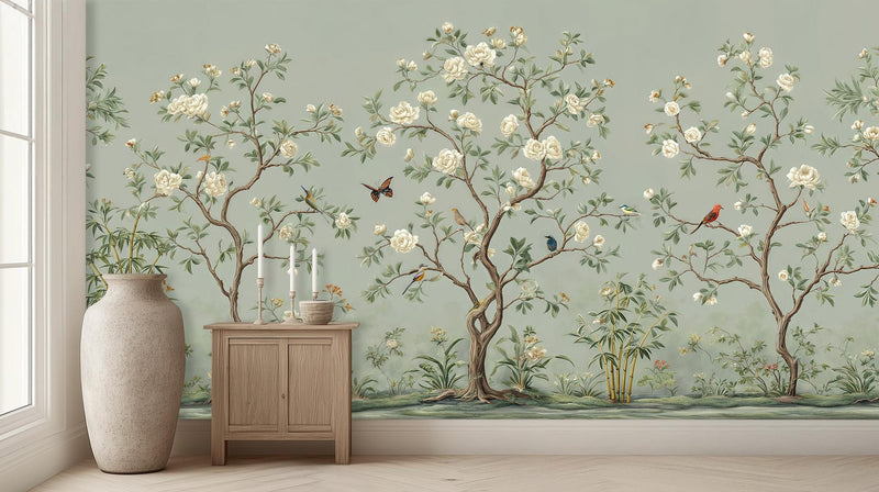 Traditional Blue wallpaper for Living Room