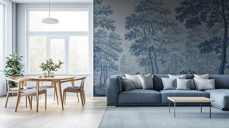 Traditional Blue wallpaper for Living Room