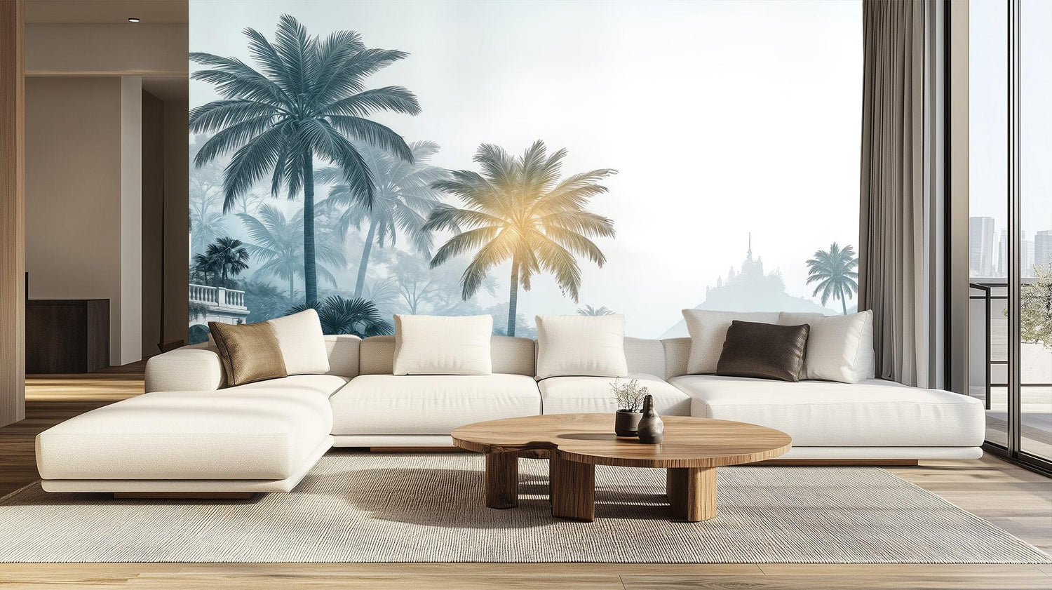 Tropical Blue wallpaper for Living Room