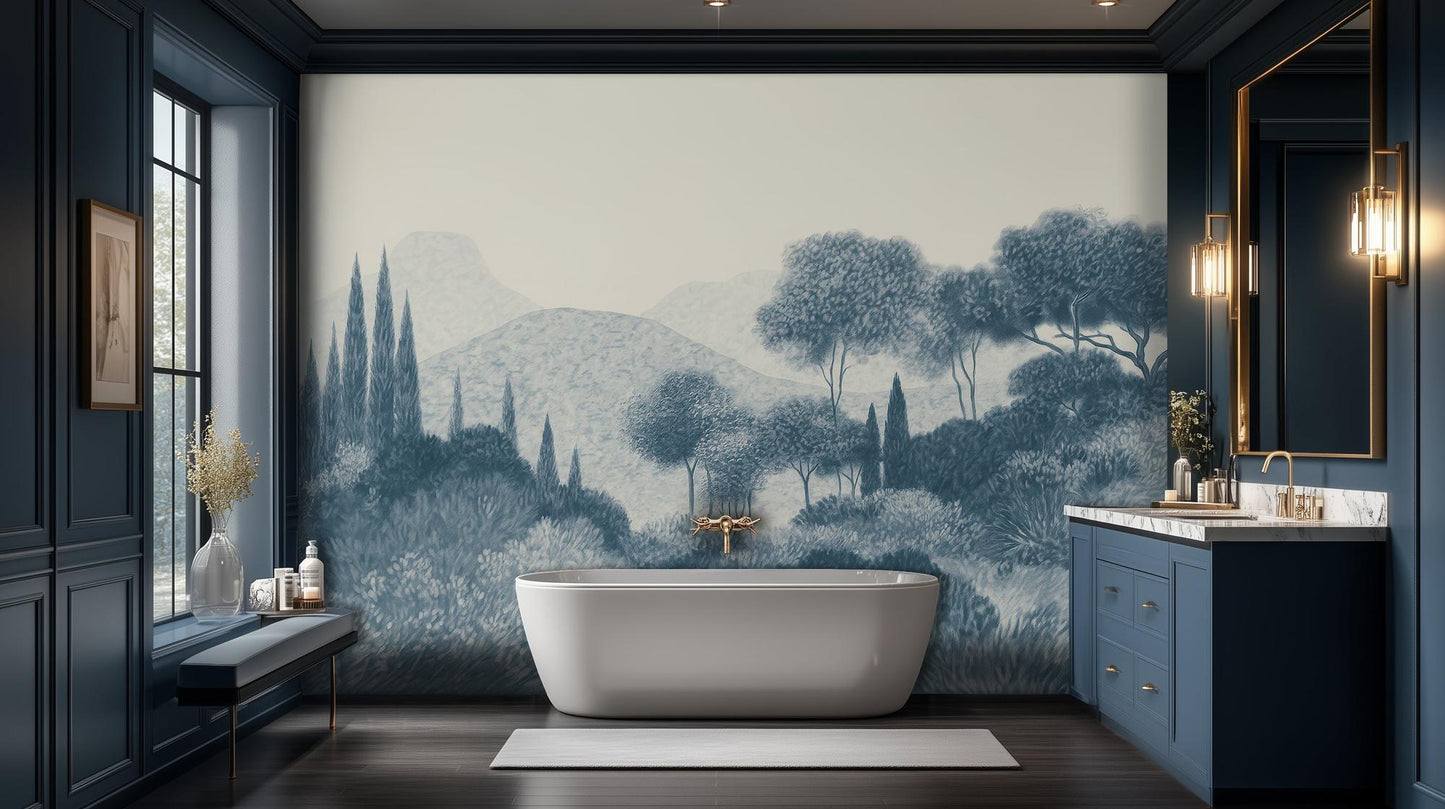 Vintage Blue wallpaper for Bathroom
