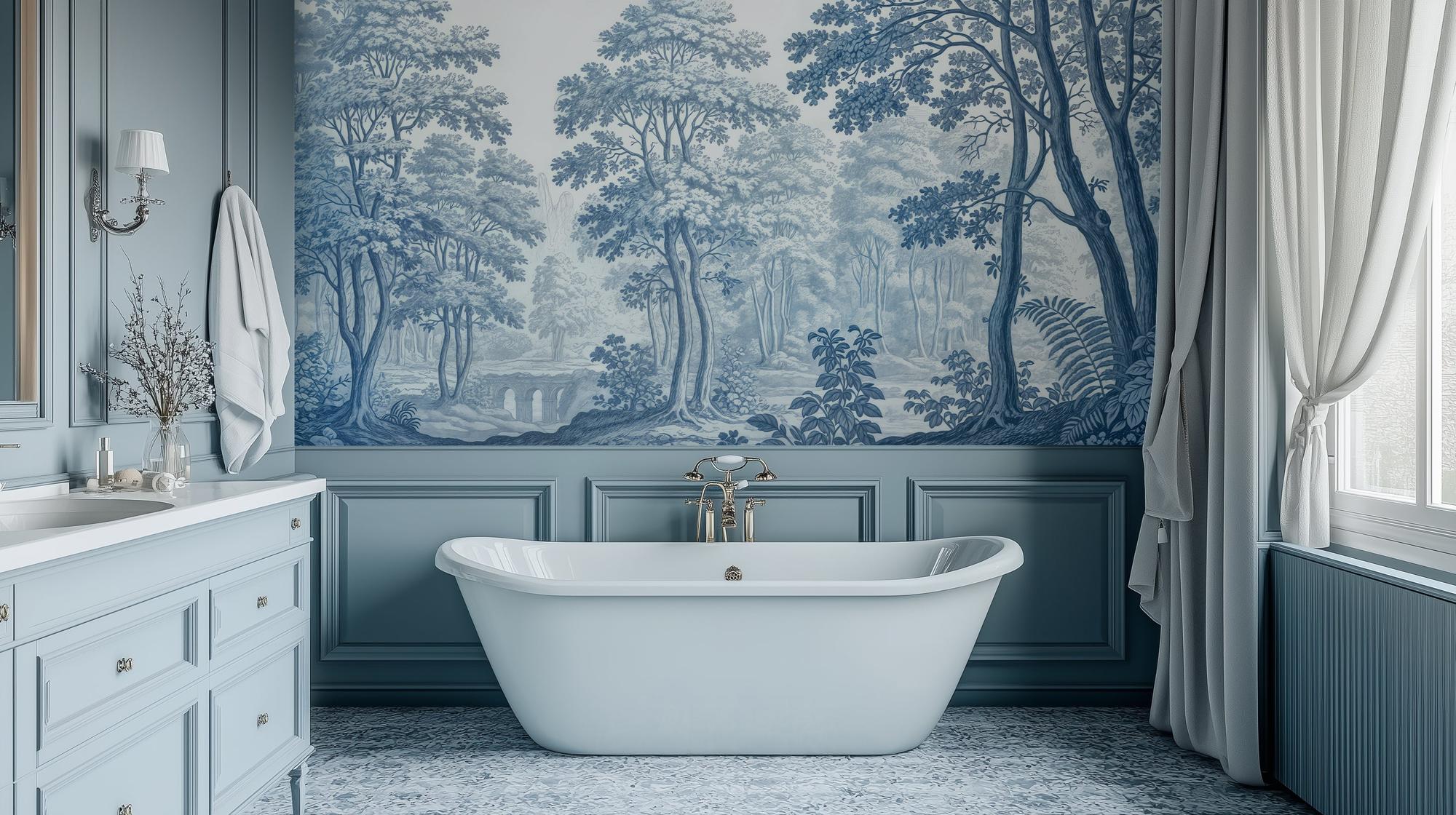 Vintage Blue wallpaper for Bathroom