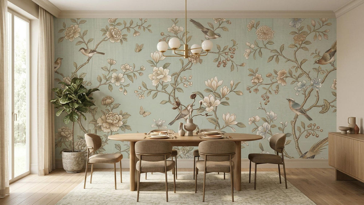Vintage Blue wallpaper for Dining Room