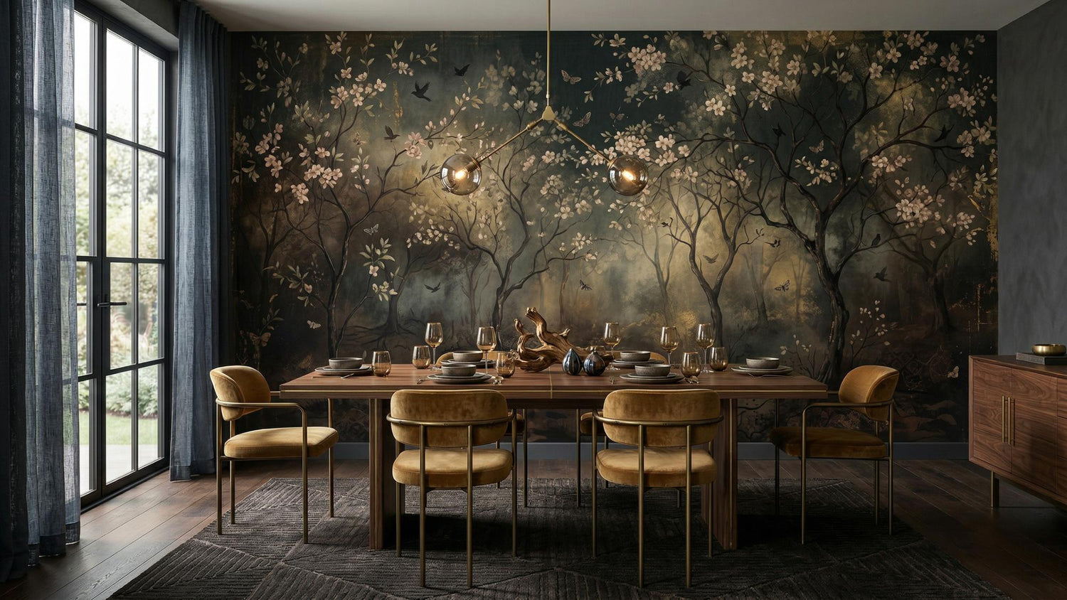 Vintage Blue wallpaper for Dining Room