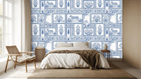 Vintage Blue wallpaper for Living Room