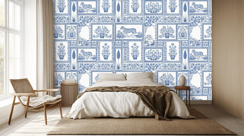 Vintage Blue wallpaper for Living Room