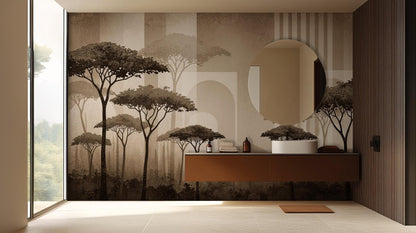 Contemporary Brown wallpaper for Bathroom