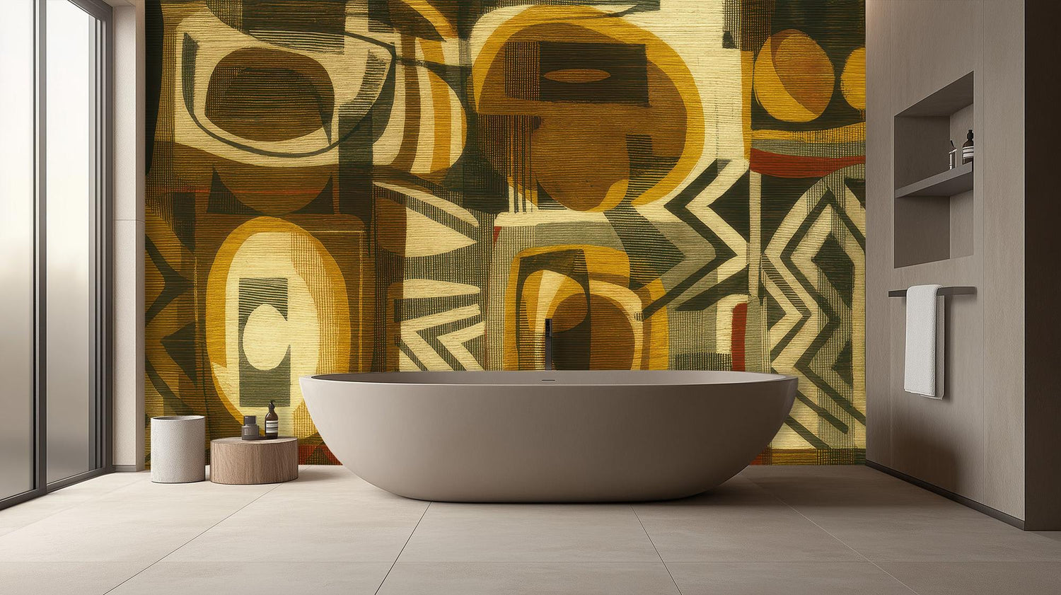 Contemporary Brown wallpaper for Bathroom