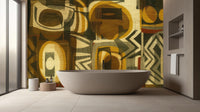 Contemporary Brown wallpaper for Bathroom