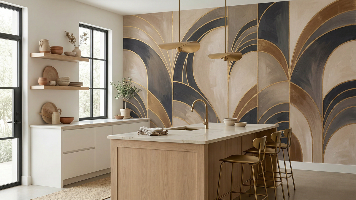 Contemporary Brown wallpaper for Kitchen