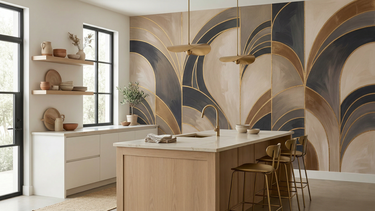 Contemporary Brown wallpaper for Kitchen