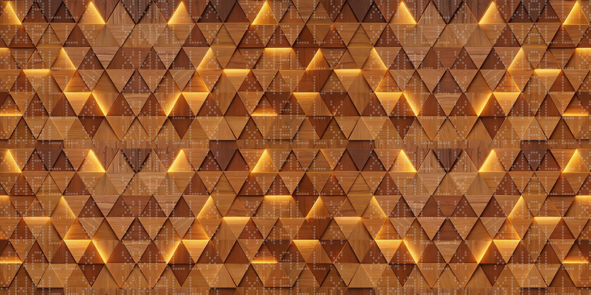 Aydınlatılmış Geometrik Ahşap Karo Duvar kağıdı