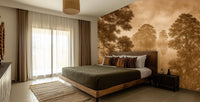 golden Tranquil Landscape wallpaper for a hotel lobby or guest room wall