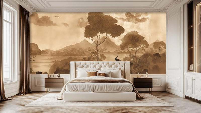 Traditional Brown wallpaper for Bedroom