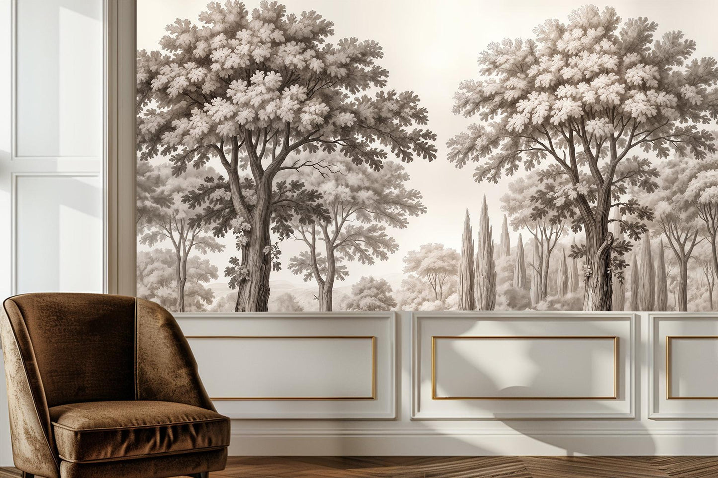 Traditional Brown wallpaper for Living Room