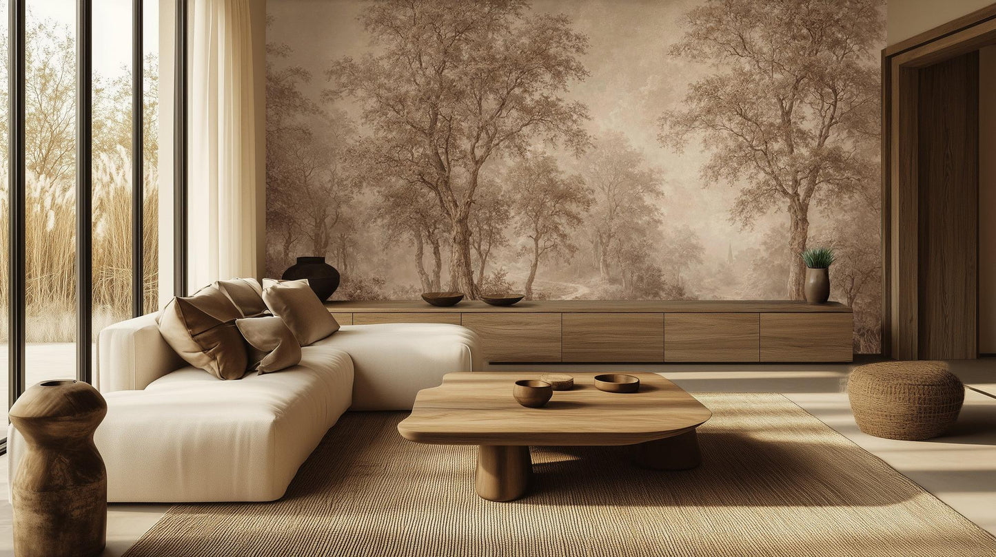 Traditional Brown wallpaper for Living Room