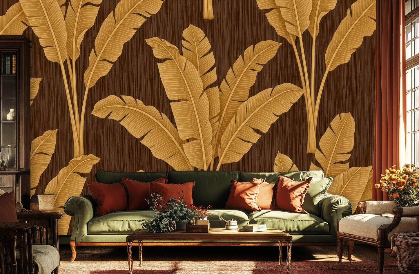 Tropical Brown wallpaper for Living Room