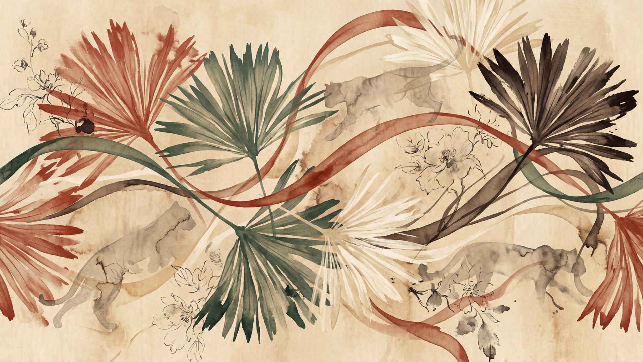 Abstract Tropical Leaves Wallpaper