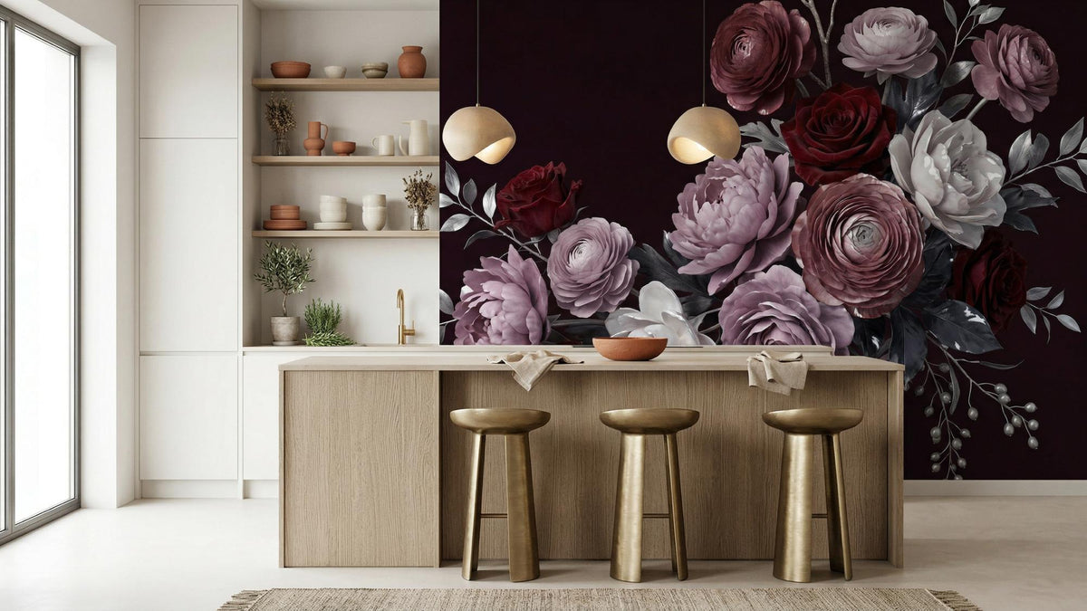 Contemporary Burgundy wallpaper for Dining Room