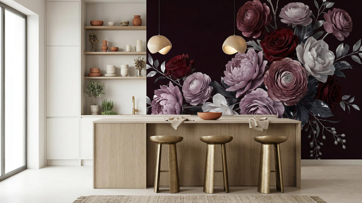 Contemporary Burgundy wallpaper for Dining Room