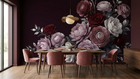 Contemporary Burgundy wallpaper for Dining Room