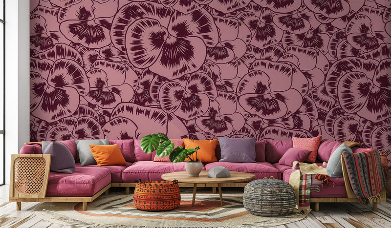 Vintage Burgundy wallpaper for Living Room