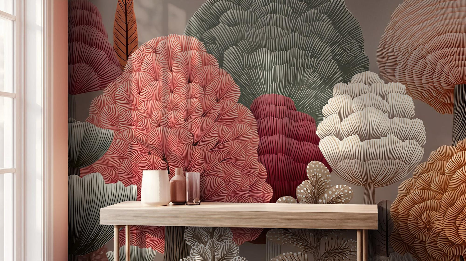 Contemporary Coral wallpaper for Living Room