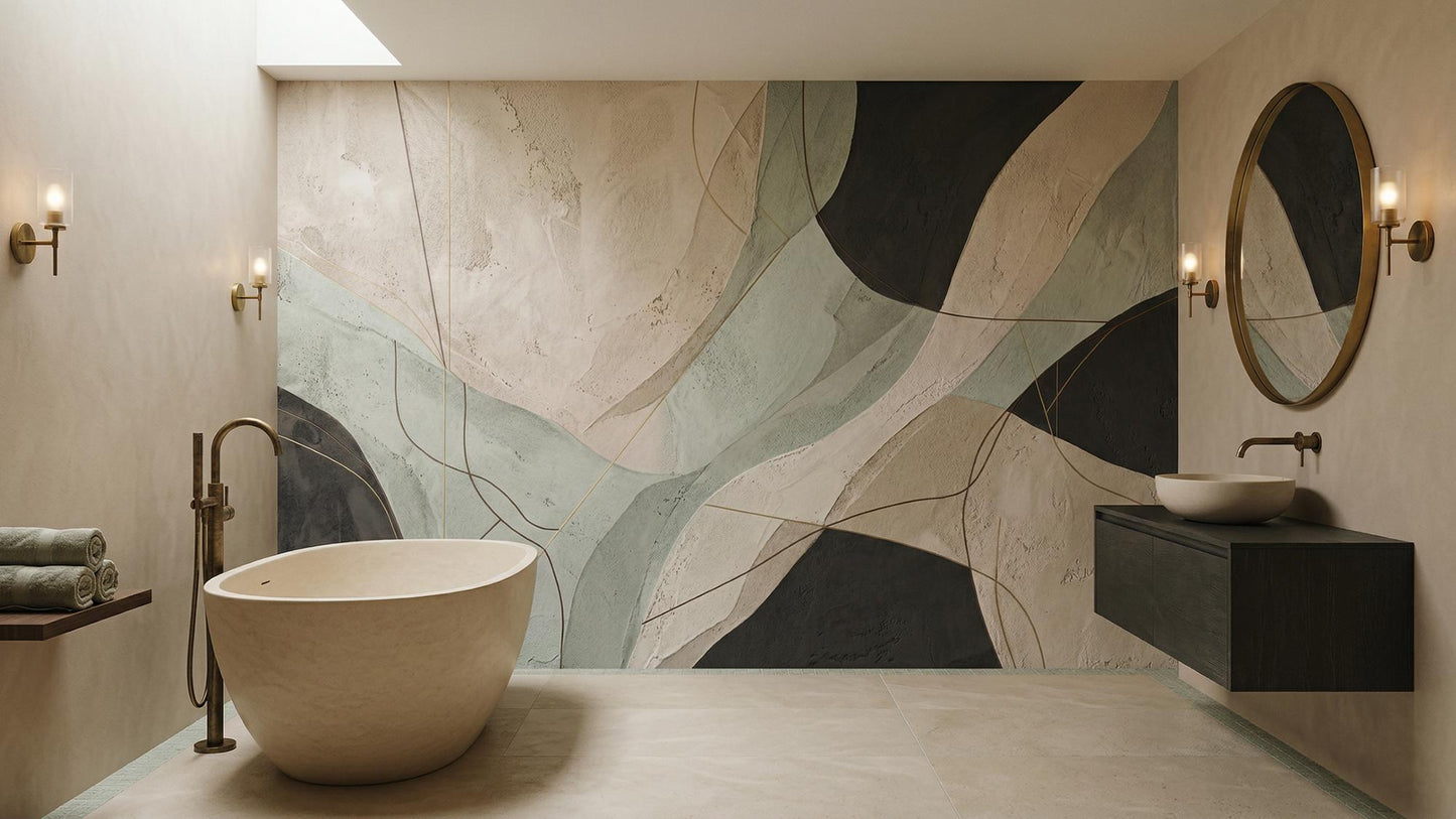 Abstract Cream wallpaper for Bathroom